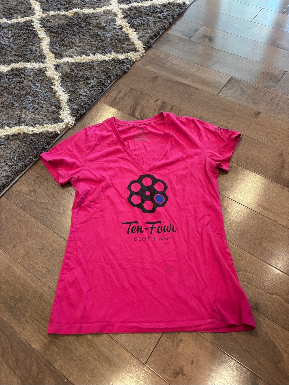 Hot Pink V-Neck Logo Tee